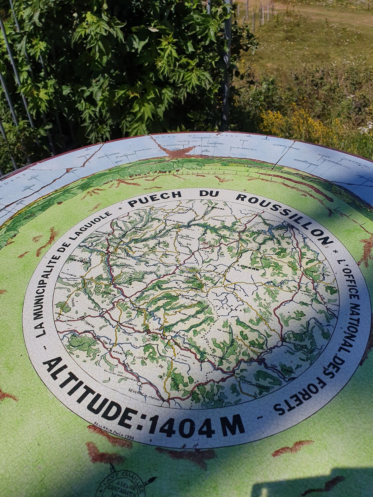 Table d'orientation du Puech du Roussillon sur l'Aubrac, altitude 1404m