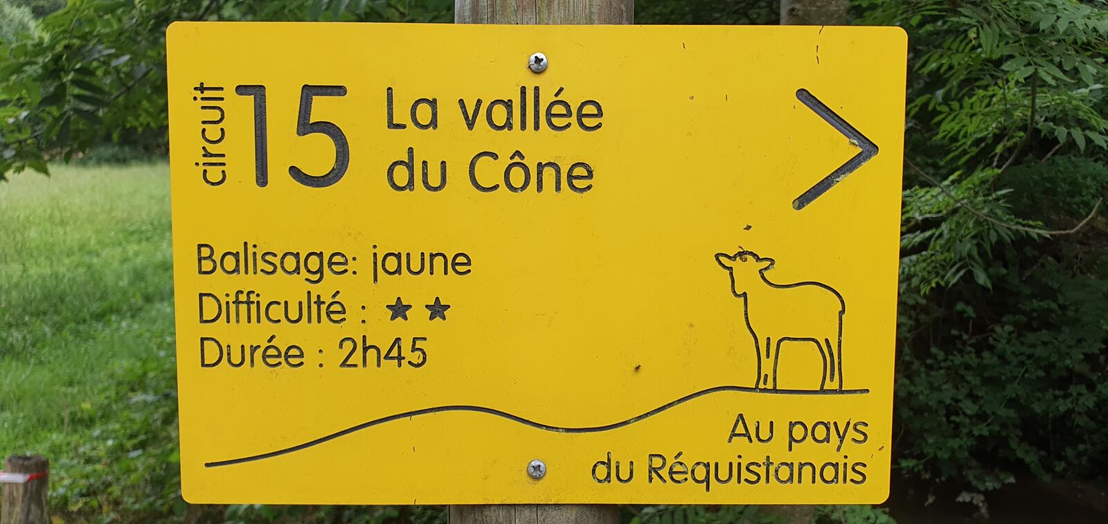 Panneau du circuit de randonnée de la vallée du Cône